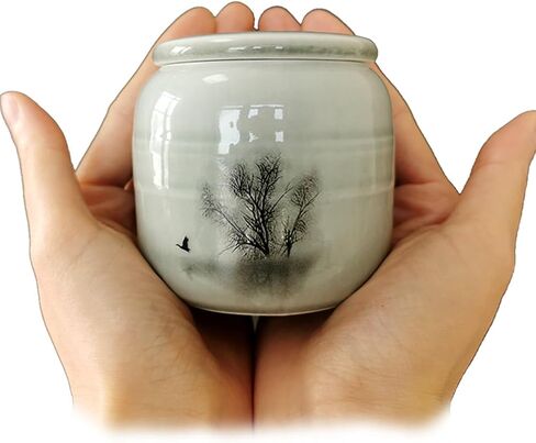 Small Cremation Urns for Human Ashes - Tree of Life Decorative Keepsake Urn with Case, Velvet Pouch - Ceramic Adult Dog Cat Ash Holders Miniature Memorial Funeral Urn for Sharing Ashes in Saudi Arabia