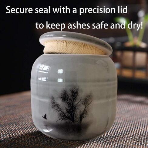 Small Cremation Urns for Human Ashes - Tree of Life Decorative Keepsake Urn with Case, Velvet Pouch - Ceramic Adult Dog Cat Ash Holders Miniature Memorial Funeral Urn for Sharing Ashes in Saudi Arabia