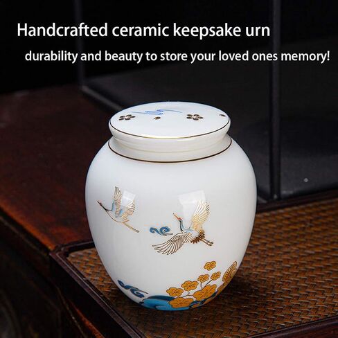 Small Cremation Urns for Human Ashes - Tree of Life Decorative Keepsake Urn with Case, Velvet Pouch - Ceramic Adult Dog Cat Ash Holders Miniature Memorial Funeral Urn for Sharing Ashes in Saudi Arabia