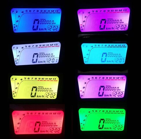 SAMDO LCD العالمي عداد سرعة لدرجة نارية قياس عداد المسافات 5 والعتاد 7 الخلفية 13000 دورة في الدقيقة 199 KMH ميلا في الساعة دراجة نارية مقياس سرعة الدوران in Kuwait