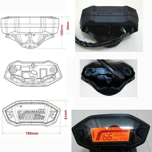SAMDO LCD العالمي عداد سرعة لدرجة نارية قياس عداد المسافات 5 والعتاد 7 الخلفية 13000 دورة في الدقيقة 199 KMH ميلا في الساعة دراجة نارية مقياس سرعة الدوران in Kuwait