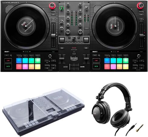 Hercules DJControl Inpulse T7 2 Deck Motorized DJ Controller with built in STEMS Control Bundle with DJControl Inpulse T7 Cover and Hercules HDP DJ45 Closed-Back Headphones in Kuwait