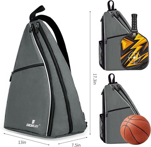 حقيبة EUCARLOS Pickleball، حقيبة ظهر Crossbody Pickleball للرجال والنساء، حقيبة حبال متعددة الوظائف مقاومة للماء قابلة للتعديل لكرة البيسبول والتنس وكرة المضرب والسفر in Kuwait
