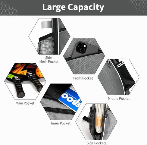 حقيبة EUCARLOS Pickleball، حقيبة ظهر Crossbody Pickleball للرجال والنساء، حقيبة حبال متعددة الوظائف مقاومة للماء قابلة للتعديل لكرة البيسبول والتنس وكرة المضرب والسفر in Kuwait