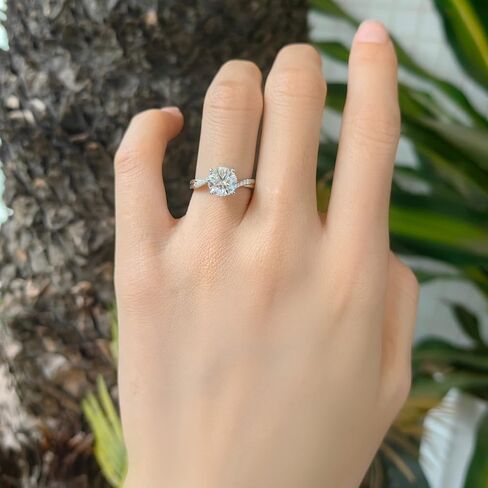 DovEggs الصلبة 14K الذهب الأبيض مركز 2ct 8mm FG اللون المويسانتي صغير ملتوي خاتم الخطوبة سوليتير مع الياقوت الأزرق ولهجات المويسانتي للنساء عرض الفرقة 1.6 مم in Saudi Arabia