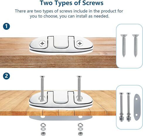 4-1/2" Folding Boat Cleat 316 Stainless Steel, Marine Flip Up Dock Cleat 2 Holes, Boat Folding Cleat 6 Inch with Fasteners and Back Plates for Dock Lines Mooring Accessories (4 Pack) in Kuwait