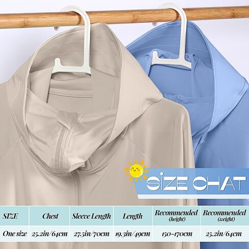 Hercicy 2 قطعة ملابس للحماية من الأشعة فوق البنفسجية سترة بغطاء للرأس بسحاب كامل من الأشعة فوق البنفسجية للنساء in Saudi Arabia
