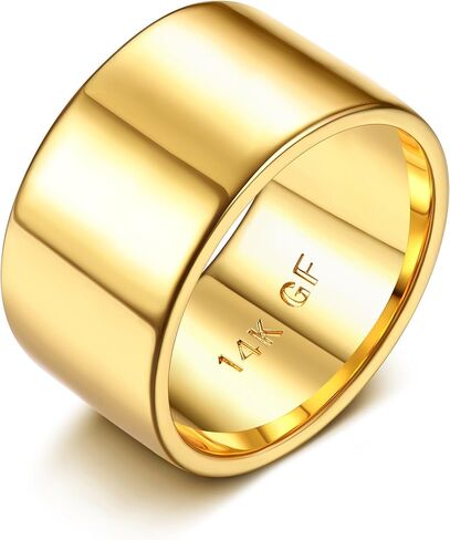 Florideco 14K Gold Filled Ring Gold Band Thick Thin Pinky Thumb Ring Gold Stacking Stackable Wedding Band Ring for Women Men Non Tarnish Comfort Fit Size 6 to 10 in Saudi Arabia