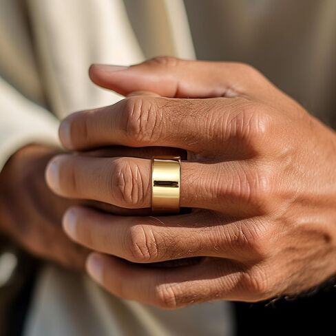 Florideco 14K Gold Filled Ring Gold Band Thick Thin Pinky Thumb Ring Gold Stacking Stackable Wedding Band Ring for Women Men Non Tarnish Comfort Fit Size 6 to 10 in Saudi Arabia