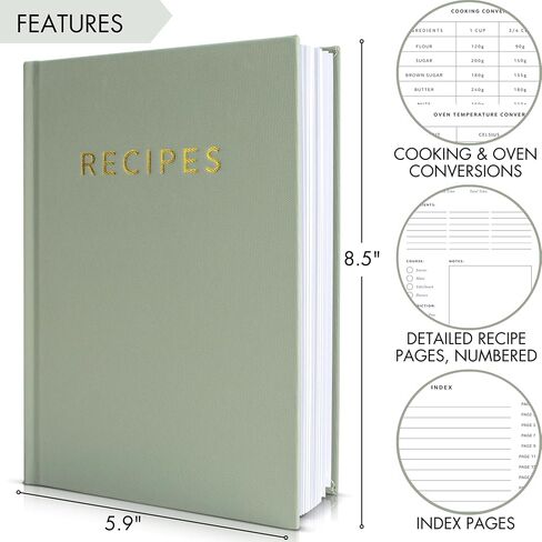 Aesthetic Blank Recipe Book with Waterproof Cover - The Perfect Recipe Notebook To Write In Your Own Recipes - Simplified Blank Cookbook to Organize Your Recipes in Saudi Arabia