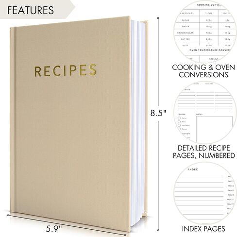 Aesthetic Blank Recipe Book with Waterproof Cover - The Perfect Recipe Notebook To Write In Your Own Recipes - Simplified Blank Cookbook to Organize Your Recipes in Saudi Arabia