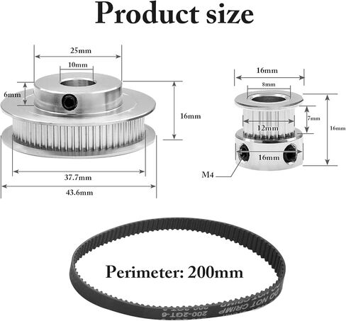 مجموعة Zorfeter 2 عجلة متزامنة GT2 تتميز بـ 20 و60 سنًا، وتجويف 8 مم، وبكرة توقيت من الألومنيوم، مع قطعتين بطول 200 مم وعرض 6 مم وحزام (تجويف 8 مم) in Kuwait