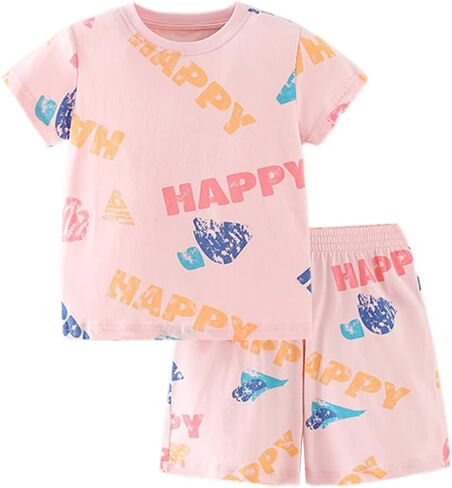 Girls Summer Outfits Toddler Girl Shorts Set Cotton Casual Short Sleeve Shirt and Shorts 2-7T… in Saudi Arabia
