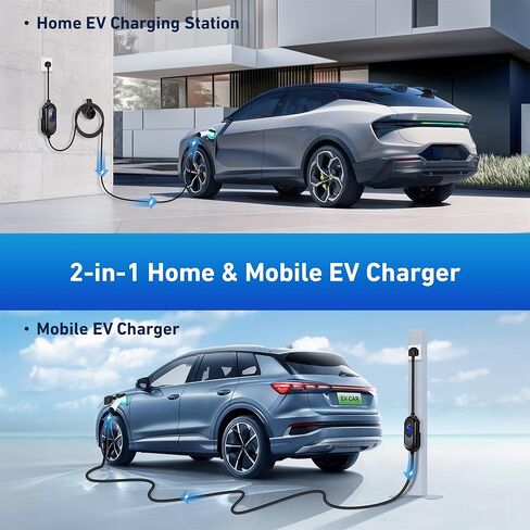 Level 2 EV Charger 32Amp 7.6kW 240V EV Charger Level 2 with Smart LED Screen, 10/16/20/24/32A, 12 Hours Delay Timer, 21FT Electric Car Charger with Bag/Wall Mount/Cable Holder, NEMA 14-50P J1772 Evs in Kuwait