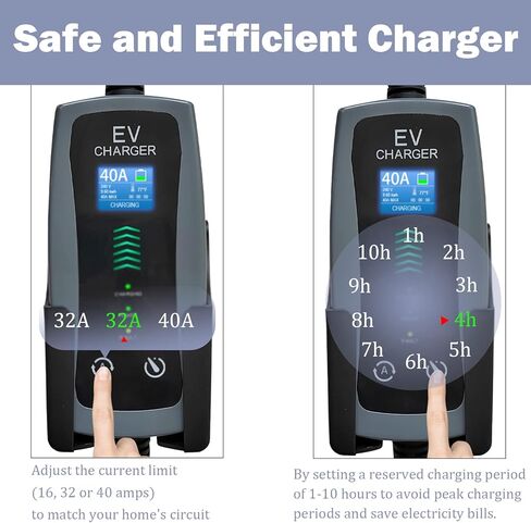 شاحن EV محمول من المستوى 2 من GREATIDE، من 16 إلى 40 أمبير، 240 فولت، كابل 25 قدم، كابل شحن EV محمول مطور، محطة شحن أسرع، شاحن سيارة كهربائية متوافق مع جميع سيارات EV NEMA 14-50P in Kuwait