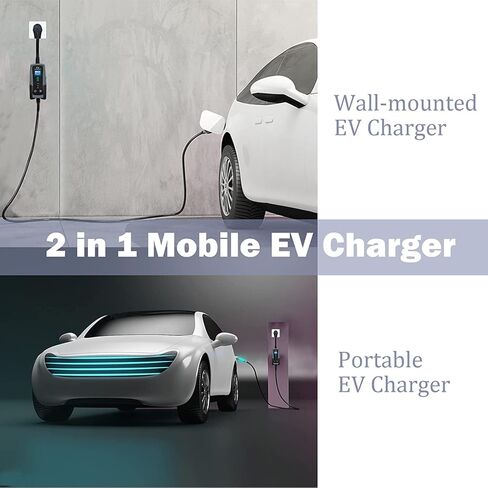 شاحن EV محمول من المستوى 2 من GREATIDE، من 16 إلى 40 أمبير، 240 فولت، كابل 25 قدم، كابل شحن EV محمول مطور، محطة شحن أسرع، شاحن سيارة كهربائية متوافق مع جميع سيارات EV NEMA 14-50P in Kuwait
