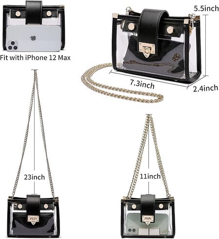 YING YUMEI Clear Purse for Woman,Clear Crossbody Bag Stadium Approved, See Through Shoulder Handbag Clutch in Saudi Arabia