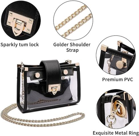 YING YUMEI Clear Purse for Woman,Clear Crossbody Bag Stadium Approved, See Through Shoulder Handbag Clutch in Saudi Arabia