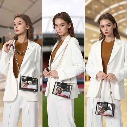 YING YUMEI Clear Purse for Woman,Clear Crossbody Bag Stadium Approved, See Through Shoulder Handbag Clutch in Saudi Arabia