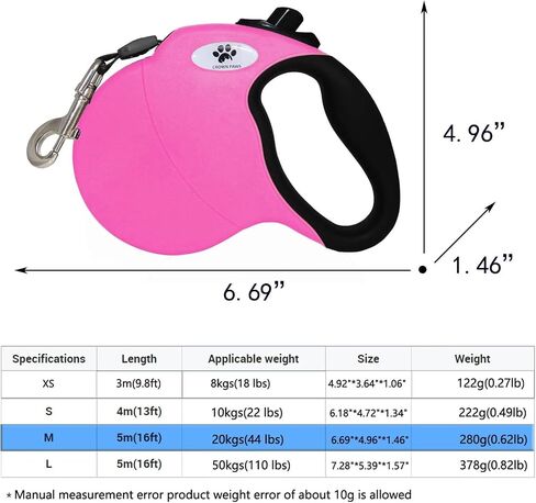 16 ft Retractable Dog Leash for Large Dogs up to 110 lbs,Tangle-Free Nylon Tape,Black Dan L in Kuwait