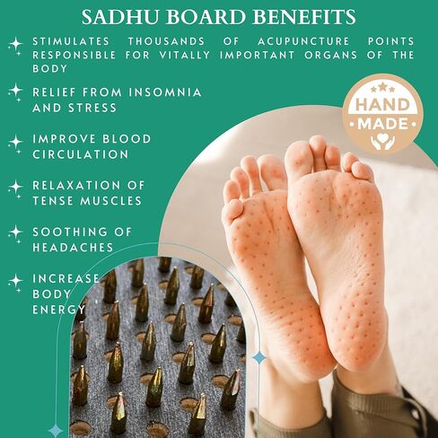 لوحة TENGRY Sadhu، لوحة Sadhu منقوشة، خشب طبيعي Sadhu، لوحة Sadhu مدمجة لممارسة اليوغا التأمل، لوحة الأظافر المصنوعة يدويًا، تدليك القدمين بالوخز بالإبر، هدية اليوغا (دع الشمس تدفئ روحك) in Kuwait