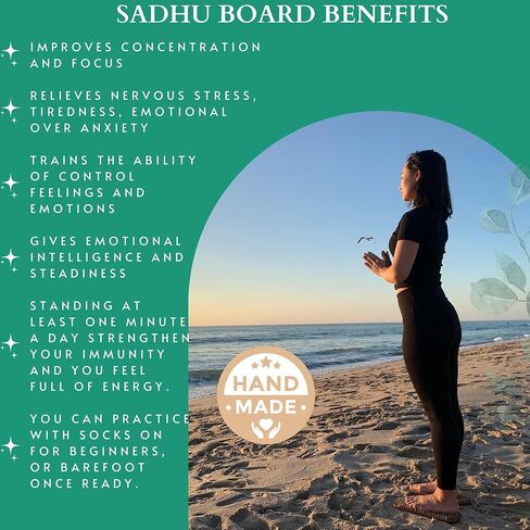 لوحة TENGRY Sadhu، لوحة Sadhu منقوشة، خشب طبيعي Sadhu، لوحة Sadhu مدمجة لممارسة اليوغا التأمل، لوحة الأظافر المصنوعة يدويًا، تدليك القدمين بالوخز بالإبر، هدية اليوغا (دع الشمس تدفئ روحك) in Kuwait
