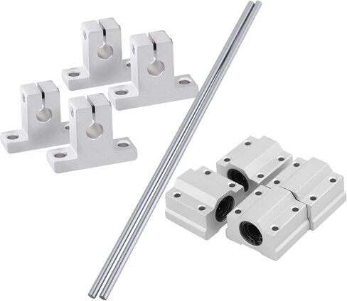 500mm D8 Linear Motion Rod Shaft Guide Set,2x500mm Linear Motion Rod Shaft Guide,4pcs Linear Slide Blocks and 4pcs SK8 Shaft Support for 3D Printer and DIY CNC Machine, 8pcs in Saudi Arabia