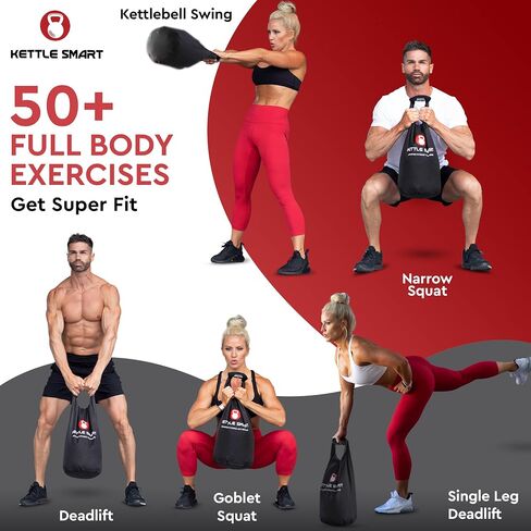 Kettle Smart® Kettlebell قابل للتعديل - Kettlebell لتدريب القوة قابل للطي والمحمول مثالي للسفر والتدريبات المنزلية - حقيبة تدريب الماء والرمل لتدريبات الجسم بالكامل - 10-35 رطل in Saudi Arabia