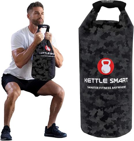 Kettle Smart® Kettlebell قابل للتعديل - Kettlebell لتدريب القوة قابل للطي والمحمول مثالي للسفر والتدريبات المنزلية - حقيبة تدريب الماء والرمل لتدريبات الجسم بالكامل - 10-35 رطل in Saudi Arabia