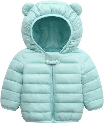 Winter Down Coats for Kids Baby Boys Girls Light Puffer Padded Jacket Bear Hoods Infant Outerwear in Saudi Arabia