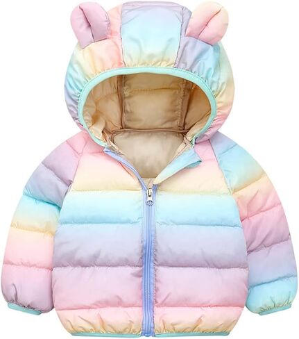 Winter Down Coats for Kids Baby Boys Girls Light Puffer Padded Jacket Bear Hoods Infant Outerwear in Saudi Arabia