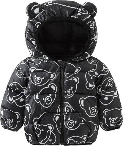Winter Down Coats for Kids Baby Boys Girls Light Puffer Padded Jacket Bear Hoods Infant Outerwear in Saudi Arabia