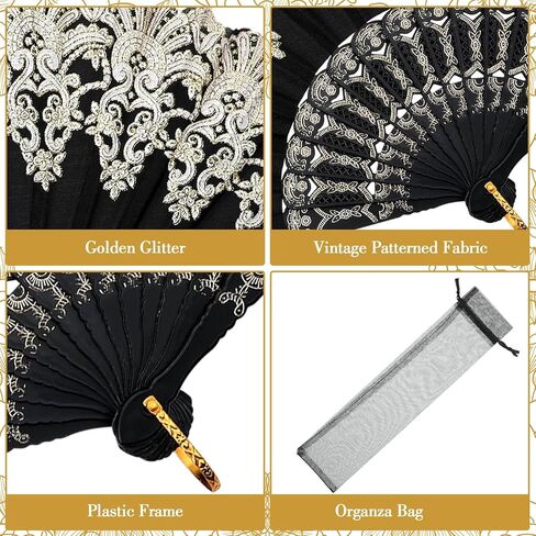 50 قطعة من مراوح جيلين اليدوية القابلة للطي للنساء مع حقيبة الأورجانزا من الدانتيل المطوية باليد الأوروبية الرجعية مروحة الزفاف دعامة الرقص لحفلات الزفاف للرقص لوازم حفلات الشاي وأعياد الميلاد (أبيض) in Kuwait