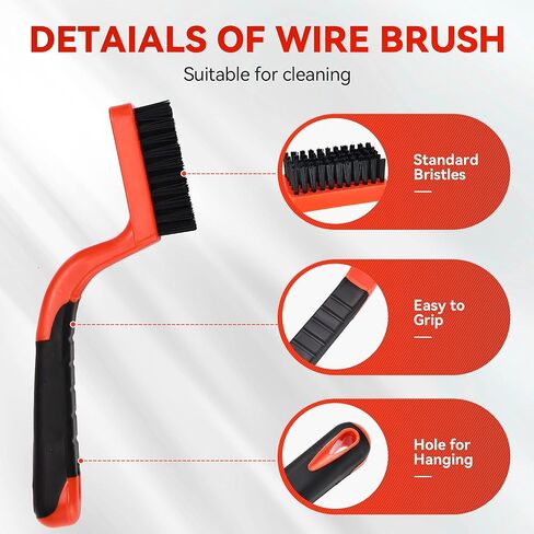 فرشاة سلكية للتنظيف من تيلاكس، 6 قطع بمقبض مطاطي مريح من النايلون والنحاس والفولاذ المقاوم للصدأ، فرشاة لحام للصدأ والطلاء والتنظيف المنزلي الثقيل والخفيف in Kuwait