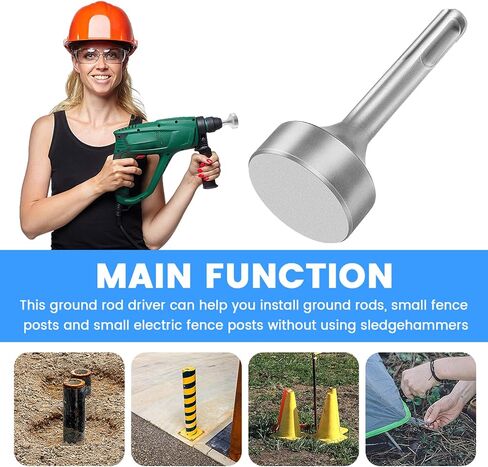 SYCOOVEN SDS Plus Ground Rod Driver 85mm Heavy Duty Steel Drill Bit Driver Wear Save Time Hammer Drill Rod Converter for Rotary Hammer Drill Ground Rods(Silver,Size:3.35x1.38inch) in Saudi Arabia
