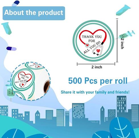 500 من العاملين في مجال الرعاية الصحية ملصقات شكرًا لك على كل ما تفعله من أجلنا ملصقات مقاس 2 بوصة لتقدير العمال الأساسيين للممرضات لبطاقات الأطباء والأظرف وختم العبوة in Saudi Arabia