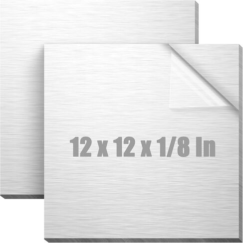 Blulu 2 قطعة 6061 T651 صفائح ألومنيوم معدنية 12 × 12 × 1/8 (0.125 بوصة) لوحة ألومنيوم مسطحة مسطحة مع طبقة واقية لوحة معدنية مربعة شديدة التحمل 3 مم للحرف اليدوية، DIY، الصناعية in Kuwait