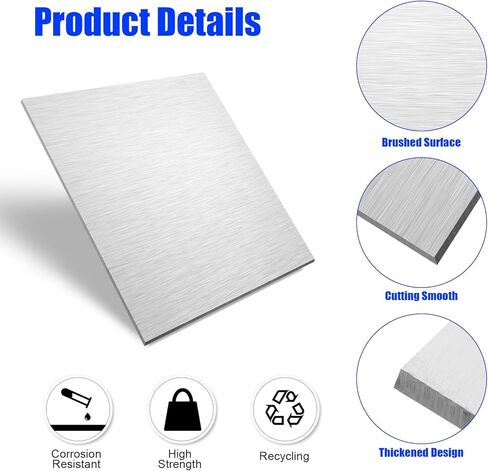 Blulu 2 قطعة 6061 T651 صفائح ألومنيوم معدنية 12 × 12 × 1/8 (0.125 بوصة) لوحة ألومنيوم مسطحة مسطحة مع طبقة واقية لوحة معدنية مربعة شديدة التحمل 3 مم للحرف اليدوية، DIY، الصناعية in Kuwait