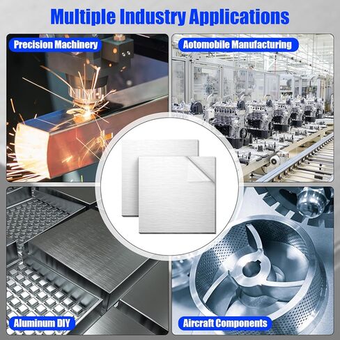 Blulu 2 قطعة 6061 T651 صفائح ألومنيوم معدنية 12 × 12 × 1/8 (0.125 بوصة) لوحة ألومنيوم مسطحة مسطحة مع طبقة واقية لوحة معدنية مربعة شديدة التحمل 3 مم للحرف اليدوية، DIY، الصناعية in Kuwait