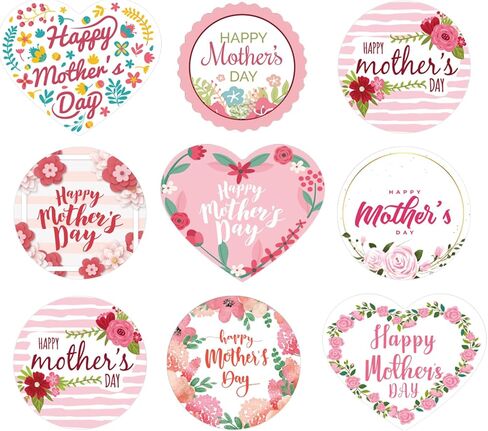 Auzesto 192Pcs Mother's Day Stickers, Self-Adhesive Floral Mother's Day Envelope Seals Stickers Happy Mother's Day Labels Stickers for Envelope Card Boxes Goodie Bags Mother's Day Favors Decor in Saudi Arabia