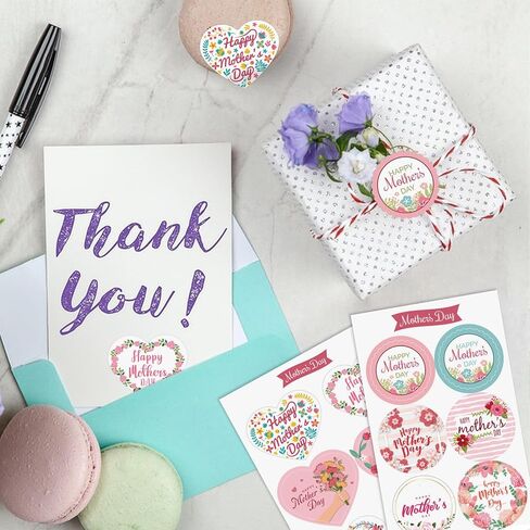 Auzesto 192Pcs Mother's Day Stickers, Self-Adhesive Floral Mother's Day Envelope Seals Stickers Happy Mother's Day Labels Stickers for Envelope Card Boxes Goodie Bags Mother's Day Favors Decor in Saudi Arabia