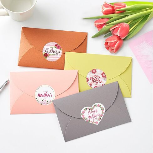 Auzesto 192Pcs Mother's Day Stickers, Self-Adhesive Floral Mother's Day Envelope Seals Stickers Happy Mother's Day Labels Stickers for Envelope Card Boxes Goodie Bags Mother's Day Favors Decor in Saudi Arabia