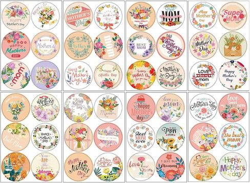 48 Pcs Happy Mother's Day Stickers Mother Gift Stickers 2" Pink I Love You Mom Self Adhesive Stickers Present Decals for Mother's Day Cards Envelopes Seals Flowers and Gifts Wrapping Decoration (B) in Saudi Arabia