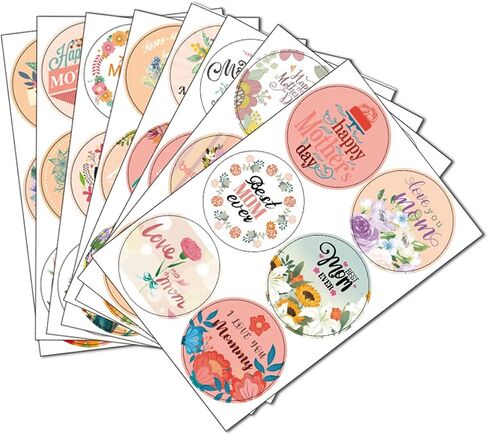 48 Pcs Happy Mother's Day Stickers Mother Gift Stickers 2" Pink I Love You Mom Self Adhesive Stickers Present Decals for Mother's Day Cards Envelopes Seals Flowers and Gifts Wrapping Decoration (B) in Saudi Arabia