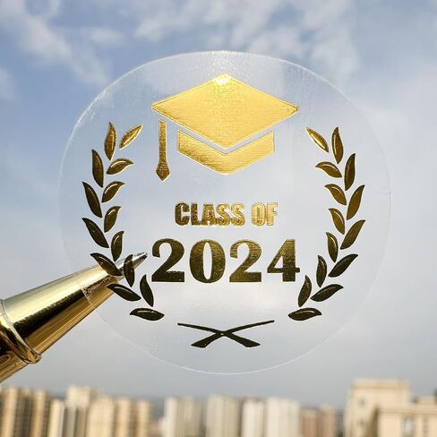 120 x Graduation Stickers 2024, Transparent Gold Foil Stickers, Class of 2024 Stickers, Graduation Stickers for Envelopes, Graduation Envelope Seals 2024, Congratulations Graduates Graduation (1.6") in Saudi Arabia