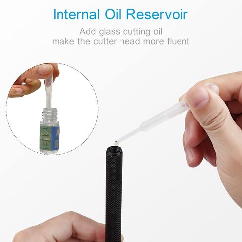 Glass Cutter 2mm-20mm, Upgrade Glass Cutting Tool with Glass Cutting Oil, Pencil Style Oil Feed Carbide Tip Glass Cutter for Mirror/Tiles/Mosaic. in Saudi Arabia