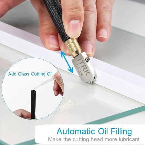 Glass Cutter 2mm-20mm, Upgrade Glass Cutting Tool with Glass Cutting Oil, Pencil Style Oil Feed Carbide Tip Glass Cutter for Mirror/Tiles/Mosaic. in Saudi Arabia