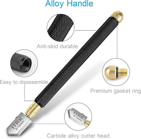 Glass Cutter 2mm-20mm, Upgrade Glass Cutting Tool with Glass Cutting Oil, Pencil Style Oil Feed Carbide Tip Glass Cutter for Mirror/Tiles/Mosaic. in Saudi Arabia