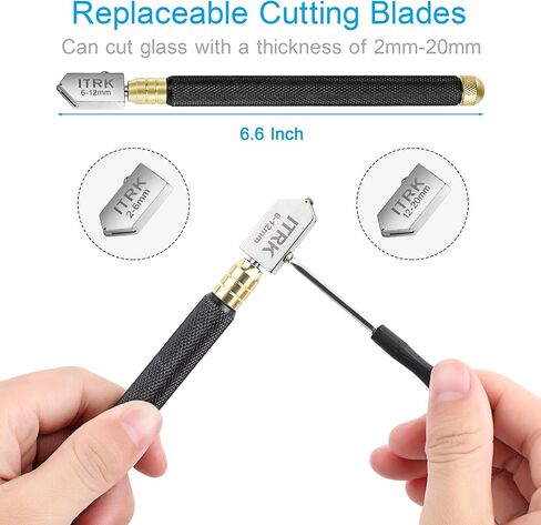Glass Cutter 2mm-20mm, Upgrade Glass Cutting Tool with Glass Cutting Oil, Pencil Style Oil Feed Carbide Tip Glass Cutter for Mirror/Tiles/Mosaic. in Saudi Arabia