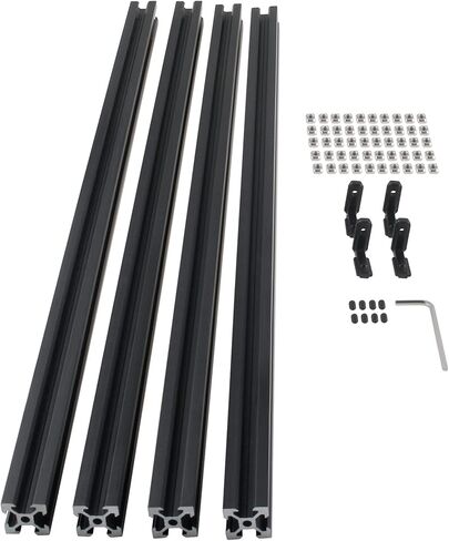 CNCMANS 2PCS 400mm T Slot 2080 Aluminum Extrusion European Standard Anodized Linear Rail Aluminum Profile Extrusion for 3D Printer Parts and CNC DIY (Standard 6.2mm Length 400mm Black) in Kuwait